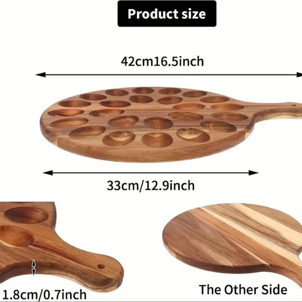 Double Sided Wooden Egg Tray with Handle